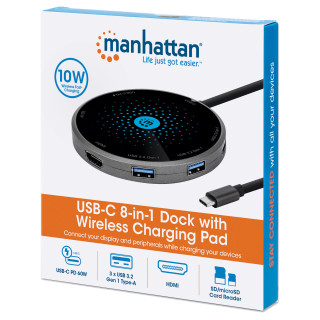CARREGADOR MANHT WIRELESS (8 in1) USB-C (F) 3X USB-A, CARD READER 10W 2 CARREGADOR MANHT WIRELESS (8 in1) USB-C (F) 3X USB-A, CARD READER 10W - Image 2
