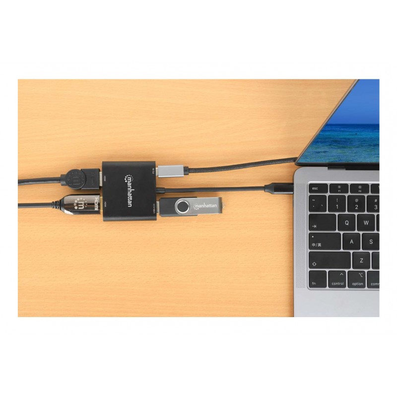 ADAPT USB-C(M) PARA 2XHDMI(F) 4K / USB-A 100W MANHATTAN 2 ADAPT USB-C(M) PARA 2XHDMI(F) 4K / USB-A 100W MANHATTAN - Image 2