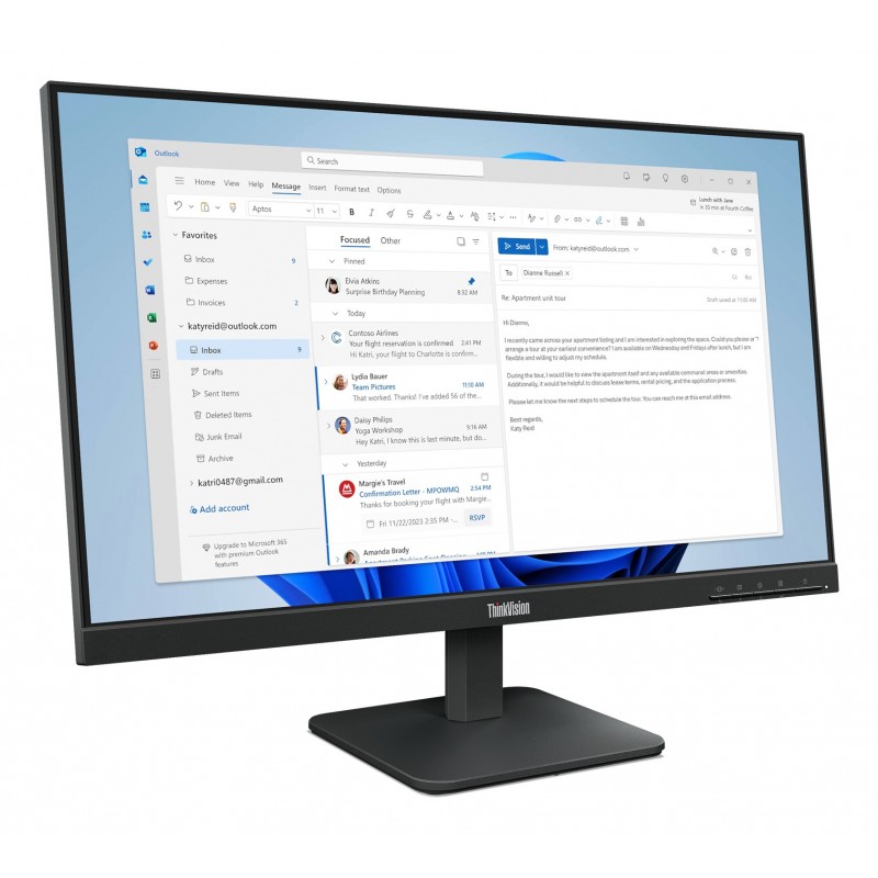 MONITOR 23.8' LENOVO S24-4E FHD IPS PANEL/100HZ/4MS/HDMI/VGA/3-SIDE BORDERLESS/TILT STAND 3 MONITOR 23.8' LENOVO S24-4E FHD IPS PANEL/100HZ/4MS/HDMI/VGA/3-SIDE BORDERLESS/TILT STAND - Image 3